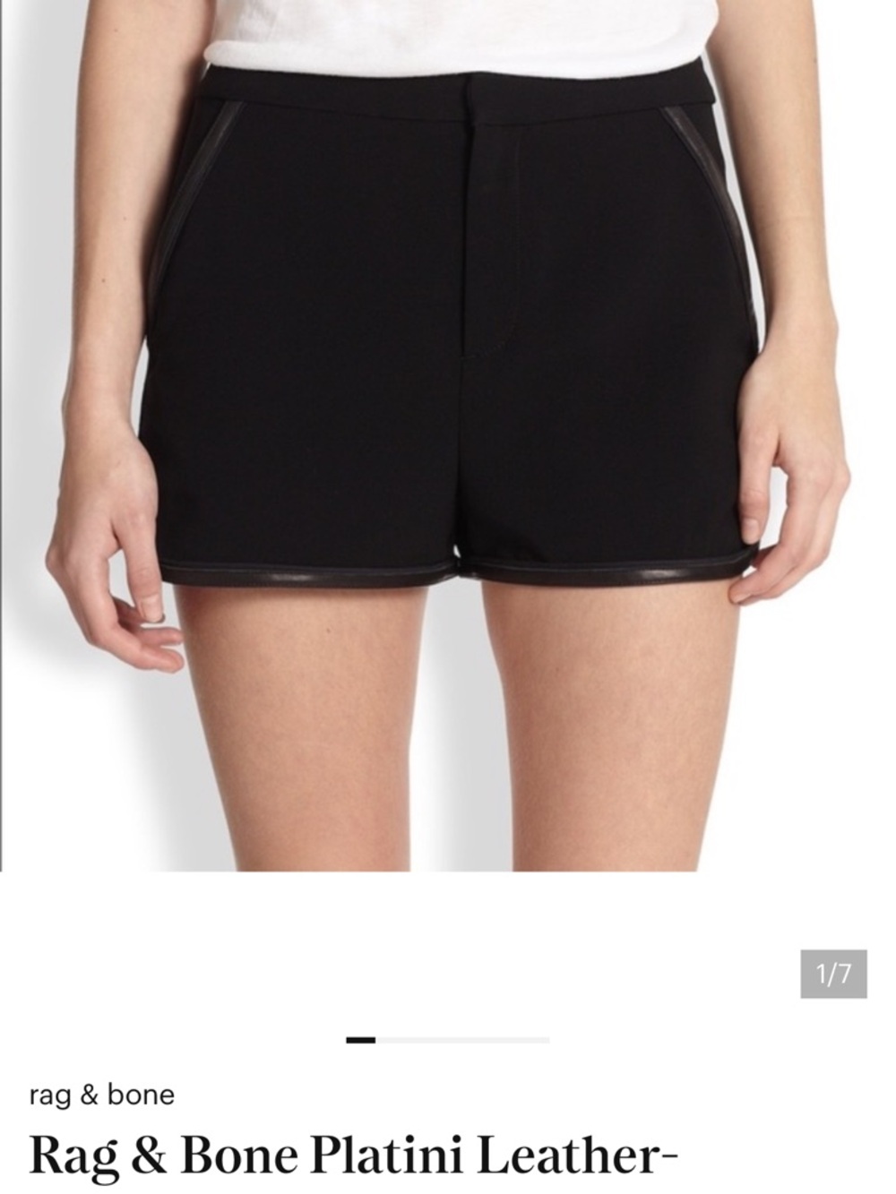 Rag & Bone Platini Leather-Rimmed Short size 6